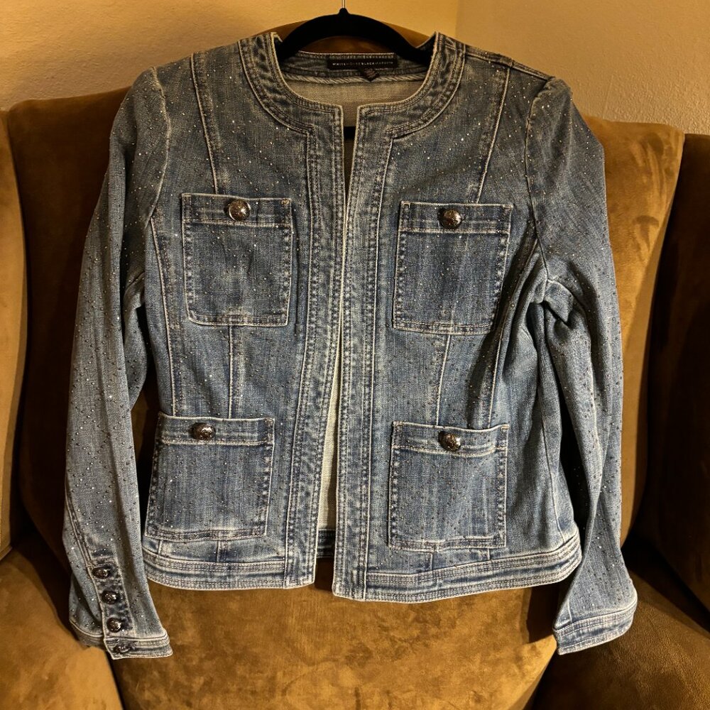 White House Black Market Limited Edition Embellished Denim Jacket Size 6 - NWOT - Picture 6 of 8